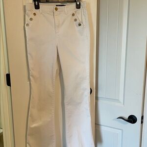 Democracy White boot cut jeans with Gold Accents